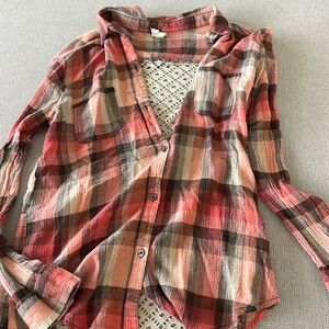 Free people women’s button down flannel two materials.